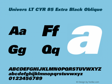 Univers LT CYR 85 XBlack Italic Version 2.00图片样张