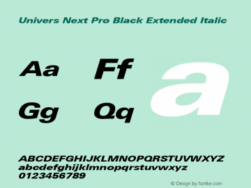 Univers Next Pro Black Extended Italic Version 1.00图片样张