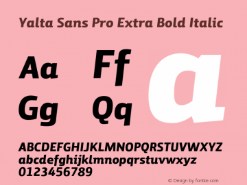 Yalta Sans Pro XBold Italic Version 1.000图片样张