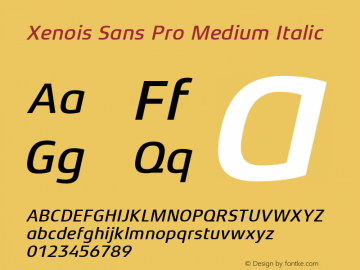 Xenois Sans Pro Medium Italic Version 1.00图片样张