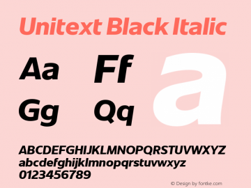 Unitext Black Italic Version 1.00, build 11, gb1060, s3图片样张