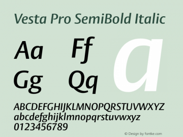 VestaPro-SemiBoldItalic Version 1.00图片样张
