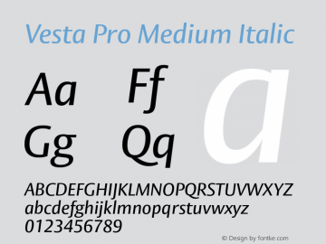 VestaPro-MediumItalic Version 1.00图片样张