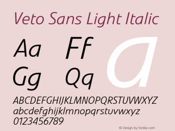 Veto Sans Light Italic Version 1.00, build 17, s3图片样张