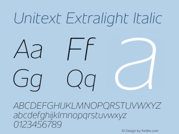 Unitext Extralight Italic Version 1.00, build 11, gb1060, s3图片样张