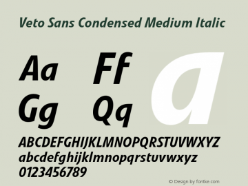 Veto Sans Cond Medium Italic Version 1.00, build 17, s3图片样张
