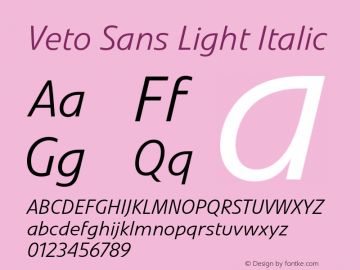Veto Sans Light Italic Version 1.00, build 17, s3图片样张