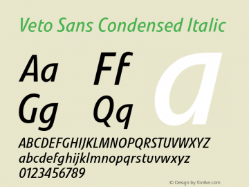 Veto Sans Cond Italic Version 1.00, build 17, s3图片样张