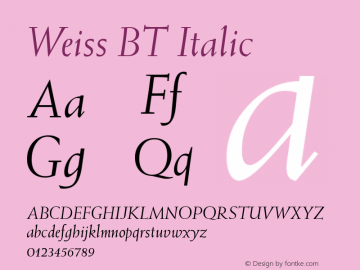 Weiss BT Italic Version 1.01 emb4-OT图片样张