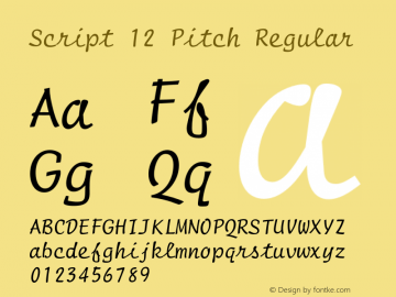 Script 12 Pitch Regular 003.001 Font Sample