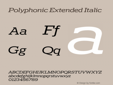 Polyphonic Extended Italic Version 1.000;PS 001.000;hotconv 1.0.88;makeotf.lib2.5.64775图片样张