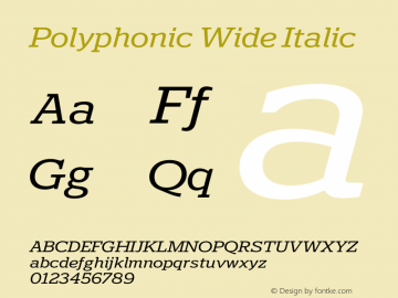 Polyphonic Wide Italic Version 1.000;PS 001.000;hotconv 1.0.88;makeotf.lib2.5.64775图片样张