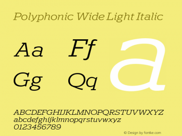 Polyphonic Wide Light Italic Version 1.000;PS 001.000;hotconv 1.0.88;makeotf.lib2.5.64775图片样张