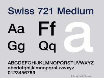 Swiss 721 Medium 2.0-1.0 Font Sample