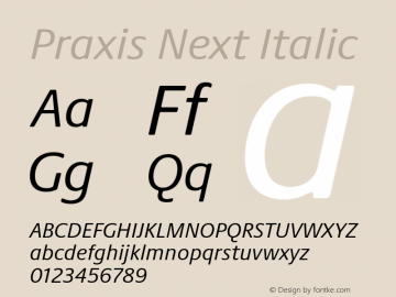 Praxis Next Italic Version 1.00, build 7, g2.4.3 b983, s3图片样张