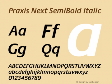 Praxis Next SemiBold Italic Version 1.00, build 6, g2.4.3 b983, s3图片样张