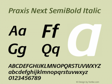 Praxis Next SemiBold Italic Version 1.00, build 7, g2.4.3 b983, s3图片样张