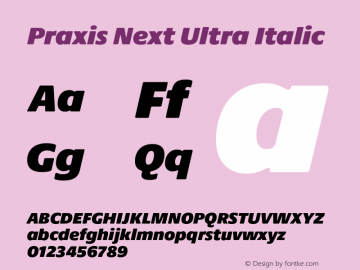 Praxis Next Ultra Italic Version 1.00, build 6, g2.4.3 b983, s3图片样张