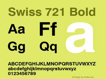 Swiss 721 Bold 2.0-1.0 Font Sample