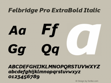 Felbridge Pro ExtraBold Italic Version 1.000图片样张