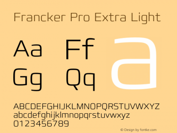 FranckerPro-ExtraLight Version 1.00图片样张