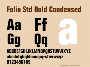 Folio Std Bold Condensed Version 2.00 Build 1000图片样张