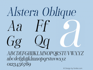 Alstera Oblique Version 1.000;hotconv 1.0.109;makeotfexe 2.5.65596图片样张