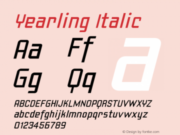Yearling Italic Version 1.00图片样张