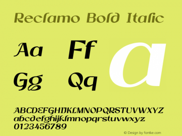 Reclamo Bold Italic Version 1.000图片样张