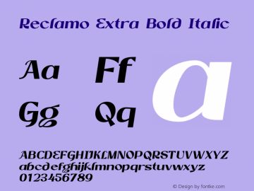 Reclamo Extra Bold Italic Version 1.000;FEAKit 1.0图片样张