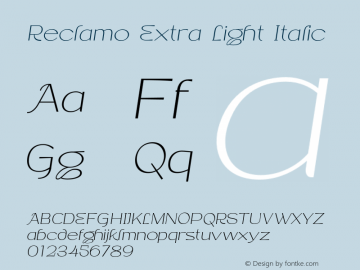 Reclamo Extra Light Italic Version 1.000;FEAKit 1.0图片样张