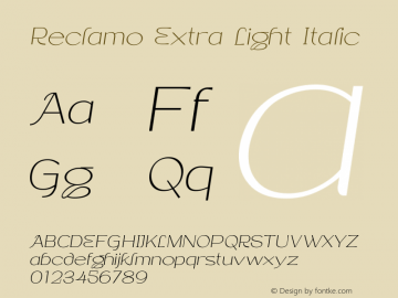 Reclamo Extra Light Italic Version 1.000图片样张