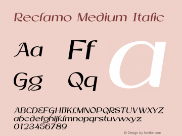 Reclamo Medium Italic Version 1.000;FEAKit 1.0图片样张