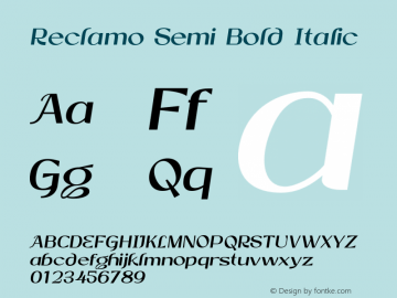Reclamo Semi Bold Italic Version 1.000;FEAKit 1.0图片样张