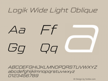 Logik Wide Light Oblique Version 1.000;hotconv 1.0.109;makeotfexe 2.5.65596图片样张