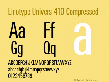 Linotype Univers 410 Compressed Version 1.31图片样张