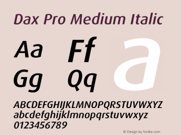 Dax Pro Medium Italic Version 7.504; 2005; Build 1025图片样张