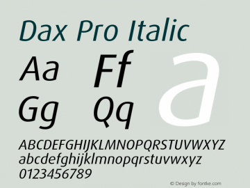Dax Pro Italic Version 7.504; 2005; Build 1025图片样张