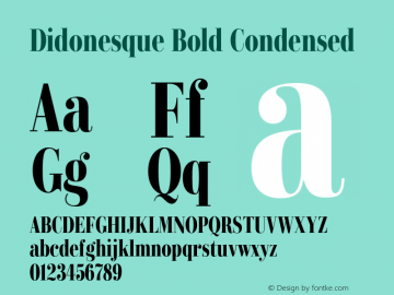 Didonesque Bold Condensed Version 1.000;PS 001.000;hotconv 1.0.88;makeotf.lib2.5.64775图片样张