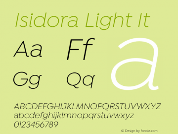 Isidora-LightIt Version 1.000;PS 001.000;hotconv 1.0.88;makeotf.lib2.5.64775图片样张