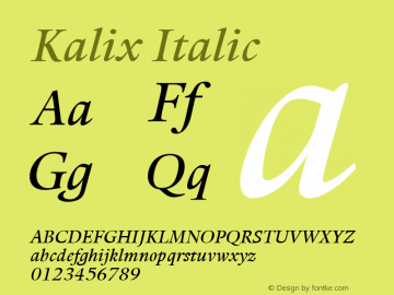 Kalix Italic Version 1.00图片样张