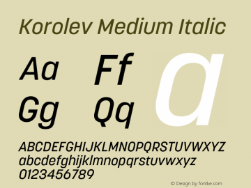 Korolev Medium Italic Version 5.000;hotconv 1.0.109;makeotfexe 2.5.65596图片样张