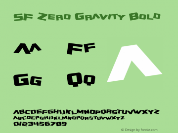 SF Zero Gravity Bold ver 1.1; 1999. Freeware for non-commercial use.图片样张