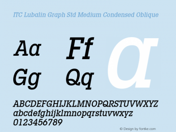 ITC Lubalin Graph Std Md Cn Italic Version 1.00 Build 1000图片样张