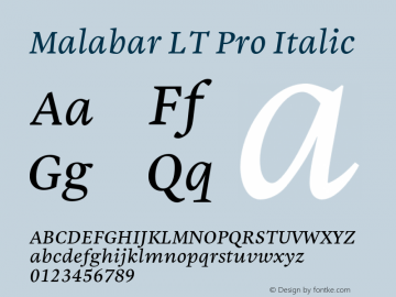 MalabarLTPro-Italic Version 3.000图片样张