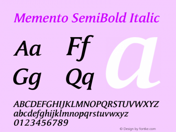 Memento SemiBold Italic Version 1.00图片样张