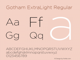 Gotham ExtraLight Regular Version 001.000 Font Sample