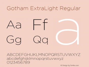 Gotham ExtraLight Regular Version 001.000图片样张