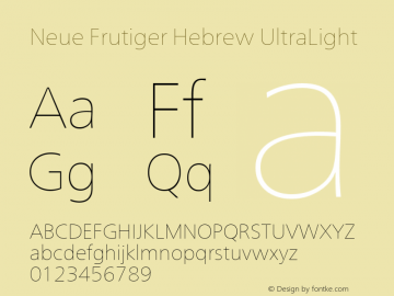 Neue Frutiger Hebrew UltLt Version 1.00, build 5, s3图片样张