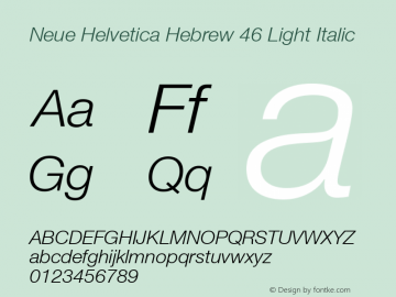 Neue Helvetica Hebrew 46 Lt It Version 1.00, build 9, gNone, s3图片样张